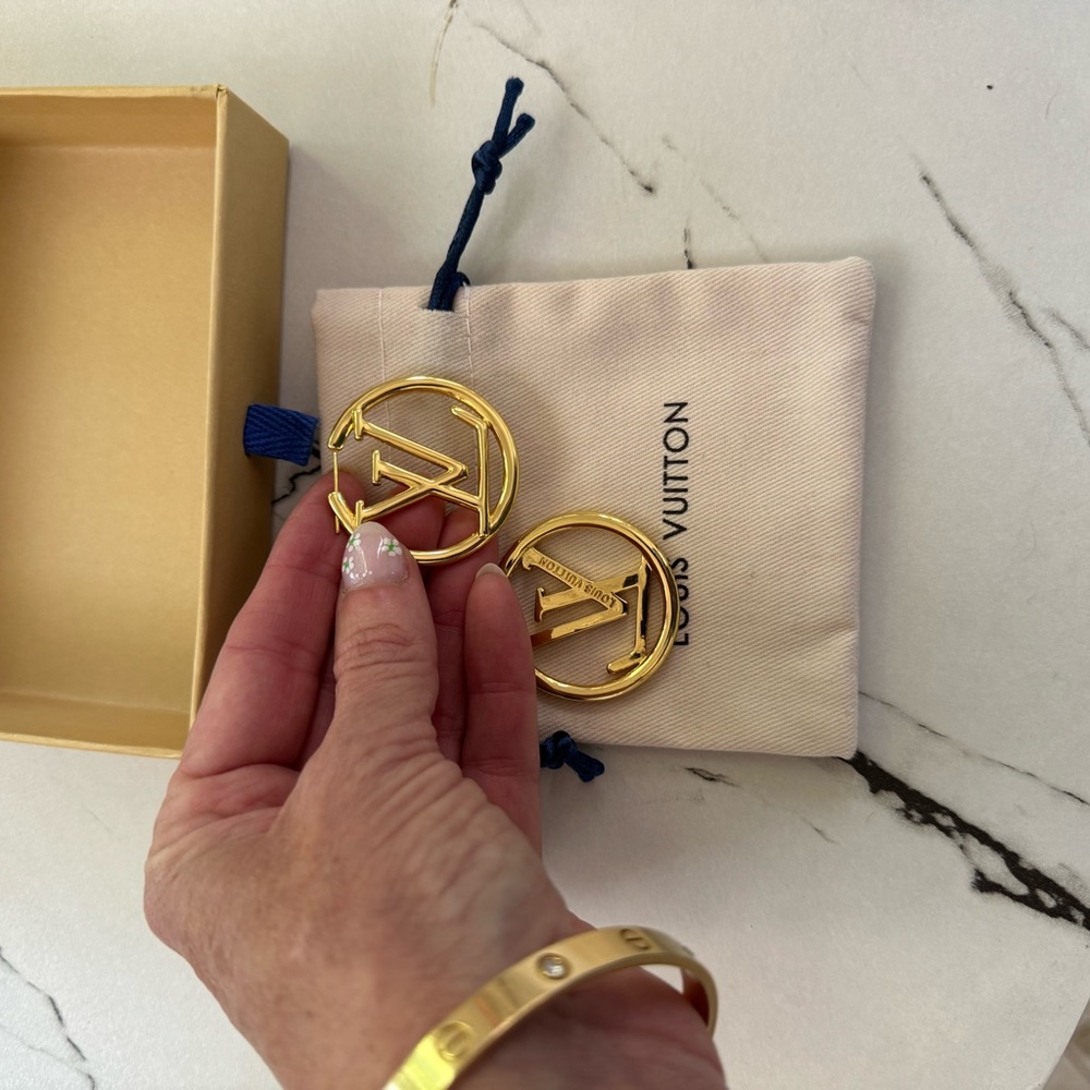 Louis Vuitton Gold Plated Hoop Earrings